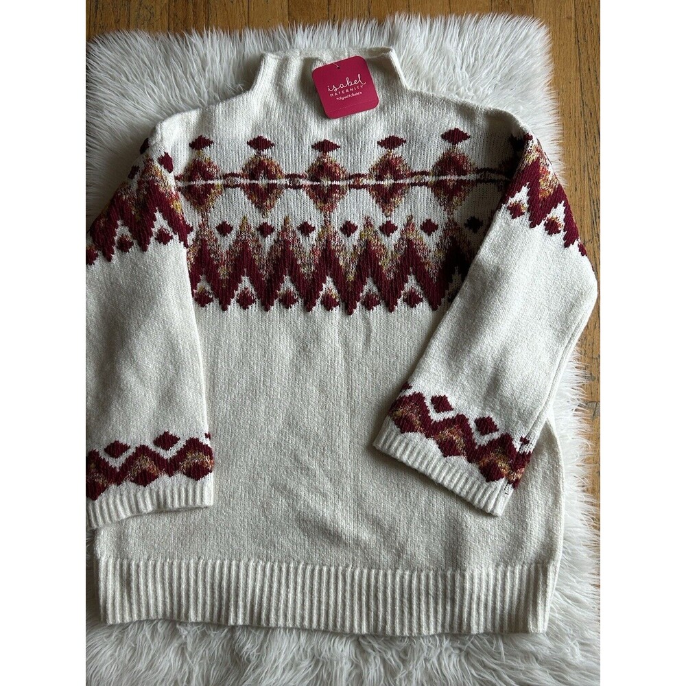 Ingrid Isabel Maternity Women’s Size M Fair Isle Zig Zag Pullover Sweater NWT